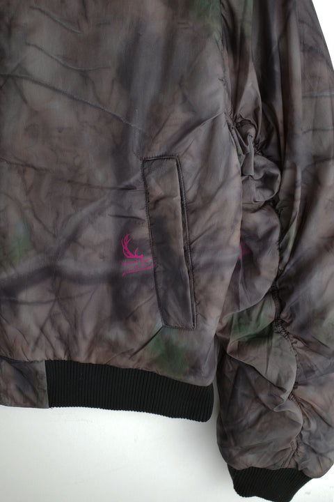 Reversible Airbrush camo/Black nylon Bomber jacket