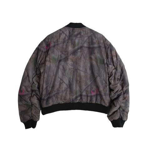 Reversible Airbrush camo/Black nylon Bomber jacket