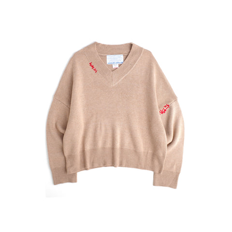 Logo V-Neck Knit Sweater